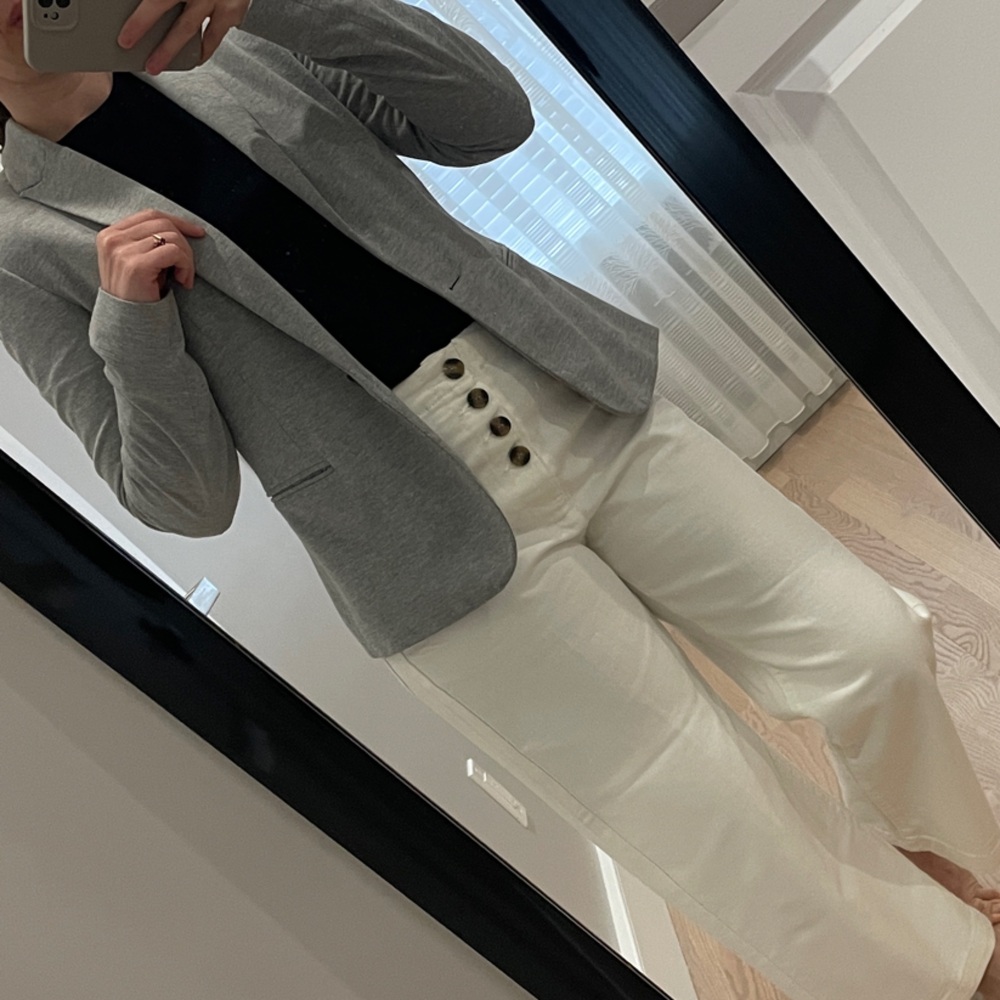 Zara Light Gray Single-Button Blazer - image 4